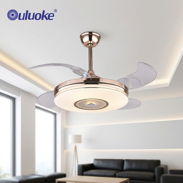 Modern Indoor Invisible Light Remote Control Ceiling Ceiling Fan With Chandelier Lighting