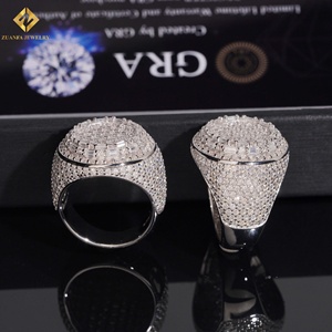 Moissanite 925 Silver Rhodium Plated Prong Setting Round Luxury Party Hip Hop Iced Out <b>Mens</b> <b>Ring</b> - Product Image 2