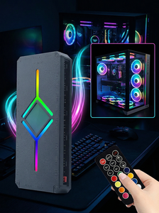 Contrôleur ARGB 5V 3 broches à pointe aiguë pour boîtier <span class=keywords><strong>PC</strong></span>, contrôleur synchrone de ventilateurs PWM à <span class=keywords><strong>9</strong></span> ports avec contrôle de température pour boîtier d'ordinateur - Product Image 2