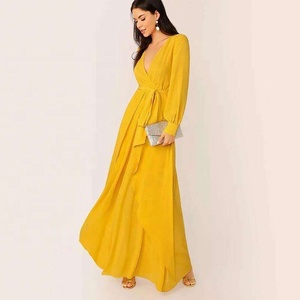 Vestido <span class=keywords><strong>Maxi</strong></span> de Gasa con Volantes Personalizado de Moda para Mujer, Vestidos Elegantes Casuales de Verano para Mujer - Product Image 1