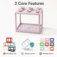 Blocs de construction transparents en acrylique superposés créatifs, motif poisson de combat mignon, pour micro-paysage extérieur et de bureau