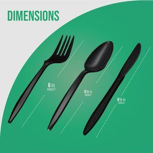 Ensemble de couverts miniatures jetables en plastique avec fourchette, cuillère, couteau, serviette, cuillère-fourchette - Ustensiles de fête écologiques - Product Image 5