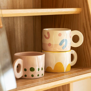 High Aesthetic Western Cartoon Porcelain Coffee Tea Mug Underglaze Colored Dishwasher Microwave Safe Reusable Customizable - Product Image 1