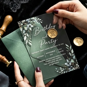 Caja de <span class=keywords><strong>Regalo</strong></span> Transparente Personalizada con Impresión Única, Tarjetas de Invitación de Acrílico para Boda, Invitación de Boda con Corte Láser de Espejo, Acrílico - Product Image 1