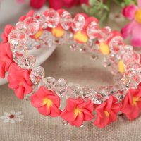 Bracelets de perles de cristal de fleur de frangipanier en argile douce classique faits à la main bijoux à la mode pour les vacances à la plage accessoire en gros