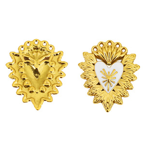 Pendentif Cœur en Acier Inoxydable Style Rétro Goutte d'Huile, Apprêts de Bijoux pour Colliers et Boucles d'Oreilles DIY - Product Image 3