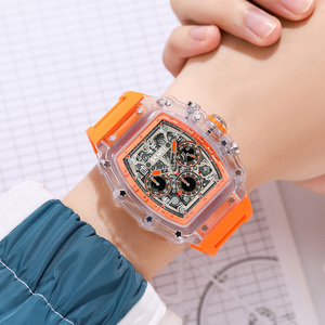 SKMEI 2305 nouveau Design luxe hommes montre-bracelet boîtier Transparent Silicone ceinture montre étanche