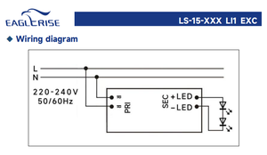 ไดรเวอร์ LED กระแสคงที่แบบแยกส่วน Eaglerise LS-15-350 LI1 EXC 15W 350mA 27-42V AC220-240Vac ค่า PF สูง - Product Image 6