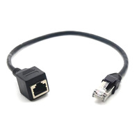 Cable de Extensión Ethernet Metabee Cat5e RJ45 de Cobre Sólido Blindado, Acoplador de Conector de Red 8P8C para Montaje en Panel con Alivio de Tensión, Negro