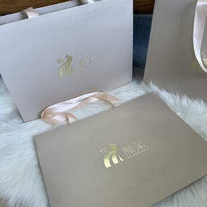 Bolsa de Regalo de Papel Resistente con Logotipo Dorado Personalizado para Ropa, Cosméticos y Perfumes, con Asa de Listón - Product Image 1