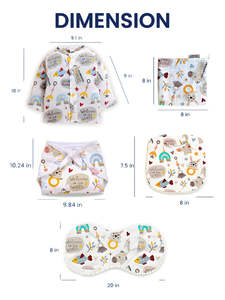 Set de Regalo para Bebé Polka Tots Mulmul, Combo de Artículos Esenciales de Muselina de Algodón Suave para Recién Nacidos con Babero, Manoplas, Gorro, Envoltura y Juguete - Product Image 5