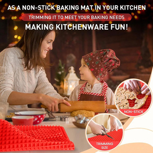 Factory Customize Trimmed Silicone Baking Mat Red Pyramid Cooking Sheet Pan Oven <b>Tray</b> Pastry - Product Image 2
