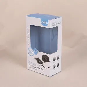 Popular Custom Design Adaptor Electronics Packaging Boxes With Windows