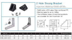 Nhà sản xuất ML-1013-8 RoHS 40l-joint 40*40mm 40x40mm đen Nylon góc khung từ nhiễm trùng đúc PA66 GF30 # ML-1013 - Product Image 6
