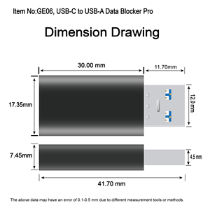 USB-C to USB-A data blocker, juice jacking protection, public <b>charging</b> security, <b>fast</b> charge USB blocker - Product Image 2