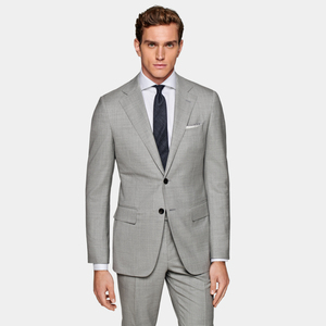 Fashion City Light Grey S150 Lana Business Casual Hombres Slim Two Single-breasted Suit. - Product Image 4
