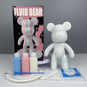 Kit DIY Ours Populaire 23CM à Faire Soi-même, Artisanat Artistique, Ours en Résine Blanche à Peindre avec Outils et Peintures Acryliques pour Coulée - Product Image 1
