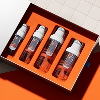 Bouteille de luxe à double compartiment en PETG pour mélange poudre-huile, avec pompe de séparation eau-poudre, pour soins de la peau, marque privée