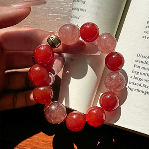 Braccialetti con perline in cristallo rosso naturale e strass, mantra buddista a sei sillabe, da donna, eleganti e lussuosi, regalo Han Qian'er - Product Image 3
