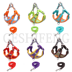 Collari per guinzaglio per cani in pelle scamosciata con Logo personalizzato in rete traspirante Pet No Pull pettorina per cani regolabile Set di imbracature per cani a buon mercato - Product Image 6