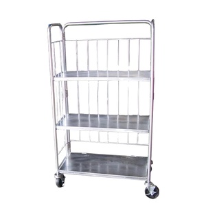 Warehouse Steel <strong>Trolley</strong> Cart Nest <strong>Away</strong> <strong>Folding</strong> Shelf Truck Mesh Storage Logistics Vehicles - Product Image 1