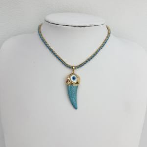 <span class=keywords><strong>Collana</strong></span> Personalizzata alla Moda <span class=keywords><strong>con</strong></span> Cuore in Perline Dorate Blu, Ciondoli a Corno <span class=keywords><strong>con</strong></span> Occhio, Gioiello di Lusso in Cristallo, Regalo per Feste, Vendita all'Ingrosso - Product Image 4