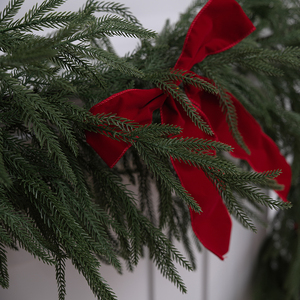 Willow Leaf PE Rattan Christmas Garland with Lights Battery Box & Timing Bendable for Fireplace & <b>Door</b> Frame Decoration Bowknot - Product Image 5