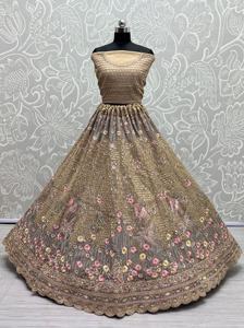 Lehenga Choli indien de fête, moderne, naturel, longueur au sol, anti-plis, avec broderie fantaisie, paillettes et zari, exportateur indien - Product Image 6