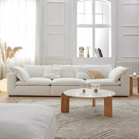 Canapé d'angle modulaire moderne en tissu de lin et coton blanc nuage, mobilier de maison écologique, ensemble de canapés