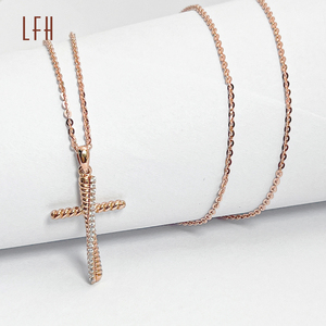 Collar de Cadena de Oro de 18k al por Mayor, Joyería para Hombre y Mujer, Collar con Cruz de Diamantes Reales, Oro de 18k - Product Image 5