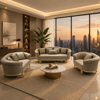 Ensemble de canapés de luxe haut de gamme en cuir diamanté, comprenant un canapé 6 places, un causeuse et un fauteuil barillet, idéal pour appartement, hôtel, salon