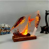 Lampe en résine époxy Dragon de Feu faite à la main, décoration cadeau populaire pour Halloween