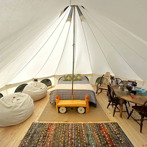 ZHUNIU 4m Wholesale Luxury Canvas Bell Tent Waterproof Cotton Fabric Glamping with Steel Pole for Outdoor <strong>Summer</strong> <strong>Camping</strong> - Product Image 4