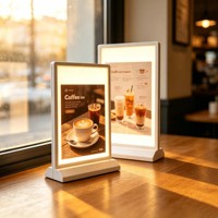 Boîte à lumière LED de bureau, support d'affichage publicitaire ultra-mince rétroéclairé pour café, hôtel, commerce de détail