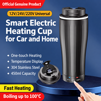 Bouilloire Électrique 12V 24V en Acier Inoxydable 304, Tasse Chauffante 450ml avec Affichage Numérique pour Maison, Voyage, Camion