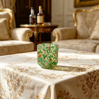 Vente en gros usine : Grand bocal à bougie en verre à pois bleus, lanternes et supports mouchetés rose et blanc