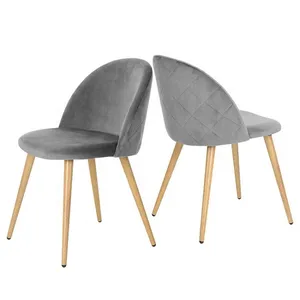 En düşük fiyat basit Modern Accent geometrik ev mutfak döşemeli kadife kumaş Metal bacaklar ile yemek sandalyeleri