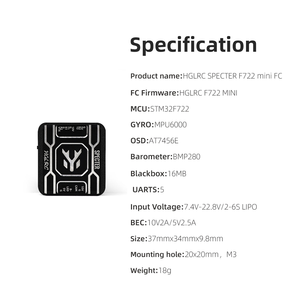 <span class=keywords><strong>HGLRC</strong></span> SPECTER <span class=keywords><strong>F722</strong></span> Mini MPU6000 Gyro HD/VTX ฟรีสไตล์/เรซซิ่ง FPV ตัวควบคุมการบิน FC อะไหล่โดรน - Product Image 3