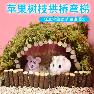 Puente de madera en forma de arco Crown Asia para hámsters, con ramas de manzano y túnel modular, accesorios para mascotas. - Product Image 5