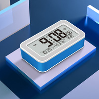 Jam Alarm Digital Mini LCD Modern, lampu latar bertenaga USB besar otomatis fotosensitif meja senyap jam samping tempat tidur