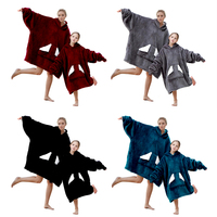 Couverture-sweat-shirt en polaire Sherpa surdimensionnée avec capuche géante, poche et manches pour adulte, couverture portable avec capuche