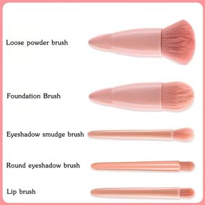5Pcs Portable Makeup Brush Set With <b>Mirror</b> <b>Foldable</b> Travel Kit Mini Makeup Brush Set Travel Makeup Brush Set - Product Image 4