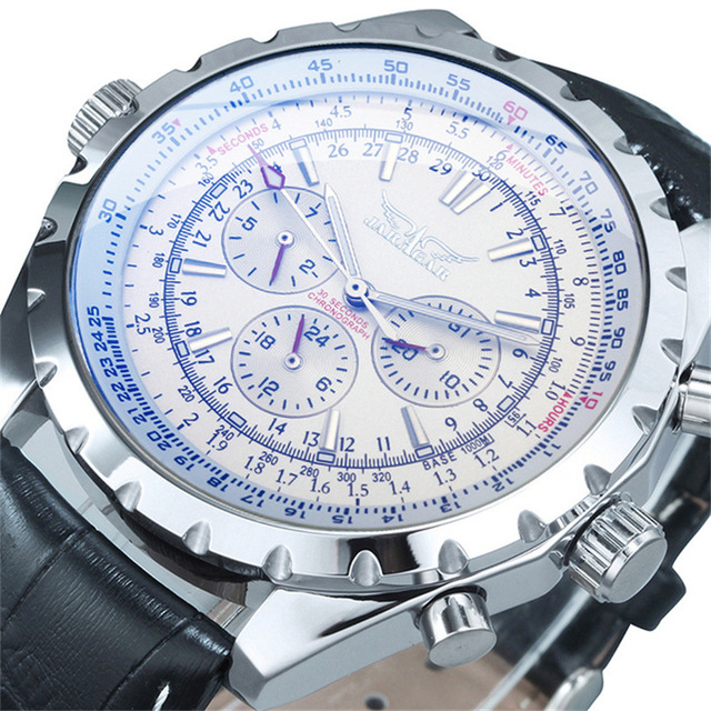 Fashion Custom logo Stainless Steel Band and Leather Strap Leisure Multifunctional Large Dial Mechanic Watch for Man