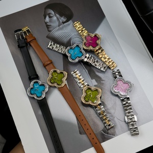 <span class=keywords><strong>Montre</strong></span> Scottie F9758 élégante et chic en forme de trèfle pour <span class=keywords><strong>femme</strong></span>, cadran MOP coloré, acier inoxydable, étanche, toutes occasions - Product Image 6