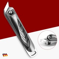 Coupe-ongles en acier inoxydable personnalisé à lame courbée avec large ouverture de mâchoire pour les ongles des doigts et des orteils, avec récupérateur intégré