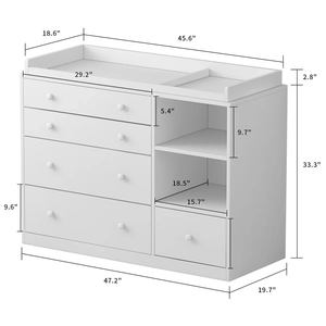 Table à <span class=keywords><strong>langer</strong></span> polyvalente en gros d'usine avec poignées en cuir amovibles, glissières métalliques lisses et armoire de rangement - Product Image 4