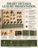 Vitrine de présentation de perruques sur mesure de luxe pour mur à panneaux, mobilier commercial pour salon de beauté, étagères murales de boutique pour extensions capillaires
