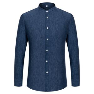 Camisa <span class=keywords><strong>de</strong></span> Lino para <span class=keywords><strong>Hombre</strong></span>, <span class=keywords><strong>Cuello</strong></span> <span class=keywords><strong>Redondo</strong></span>, Estilo Casual <span class=keywords><strong>de</strong></span> Negocios, Estilo Old Money, <span class=keywords><strong>Cuello</strong></span> Alto, Manga Larga - Product Image 5