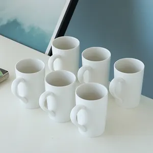 Conjunto de xícara de café subolmação em branco, conjunto de tazas de cerâmica em formato de cone, conjunto de 6 12 oz, caneca de cerâmica branca