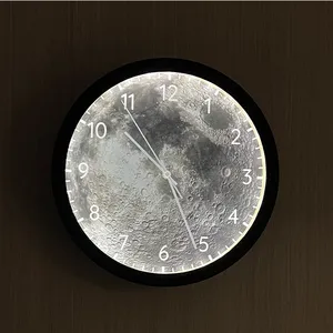 Intelligent Voice-activated LED Luminous Wall Clock Living Room Fashion Quartz Clock Personalized Home Decoration 12-inch Clock